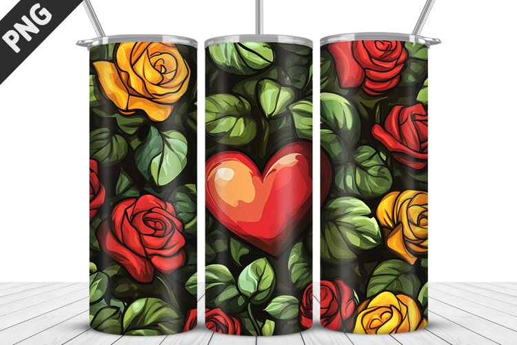 Rose Tumbler Sublimation | Valentines Day Tumbler Wrap
