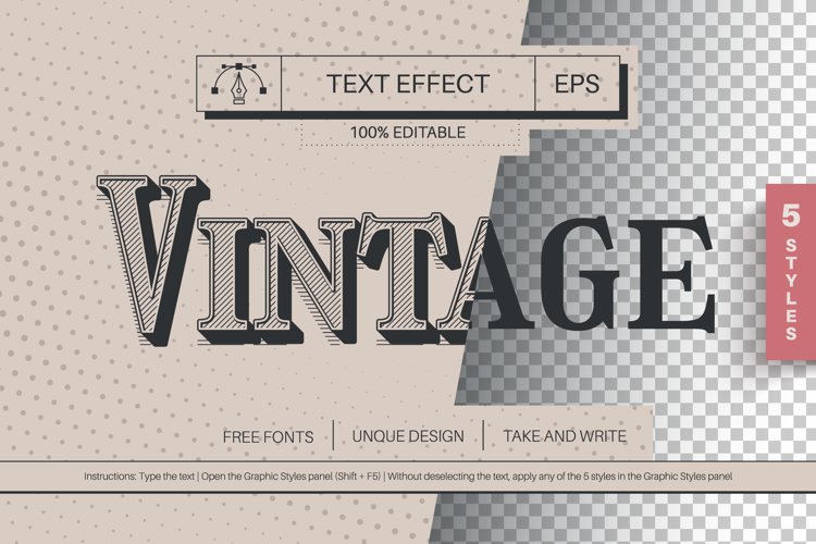 5 Vintage Editable Text Effects, Graphic Styles example image 1