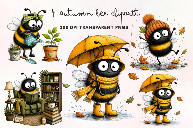 Autumn Bee Clipart PNG