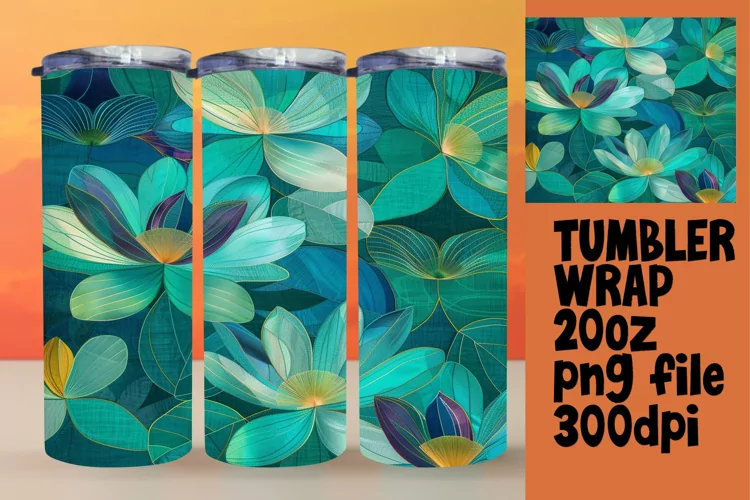 Vibrant Embroidered Pattern Tumbler Wrap