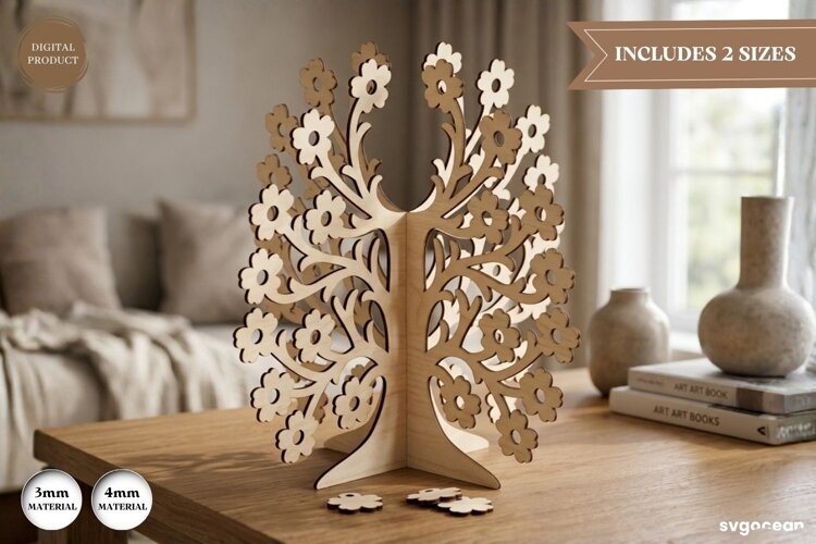 3D Family Tree Stand Laser Cut| Glowforge | SVG example image 1