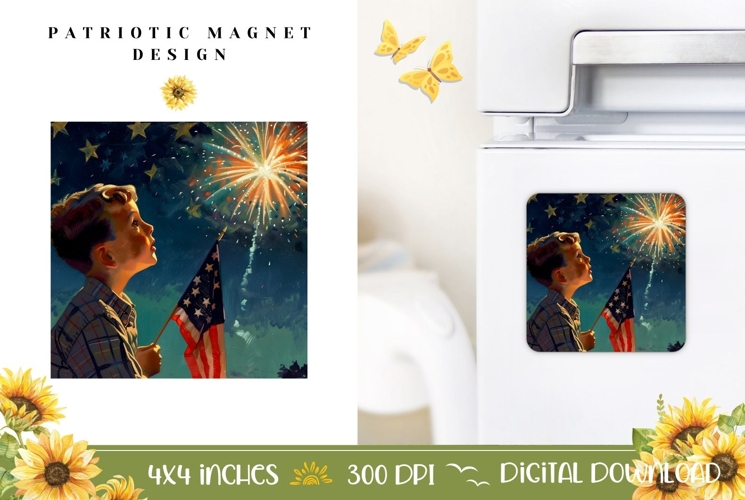 4th of July Magnet Design, Firework Magnet Sublimation