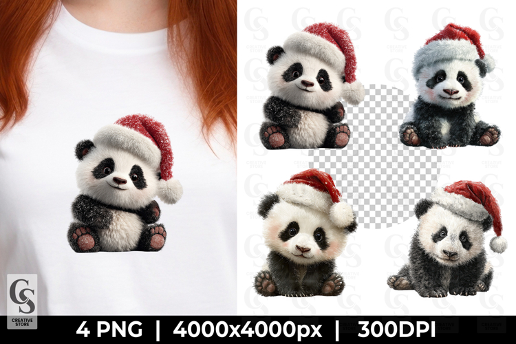 Panda with Santa Hat PNG