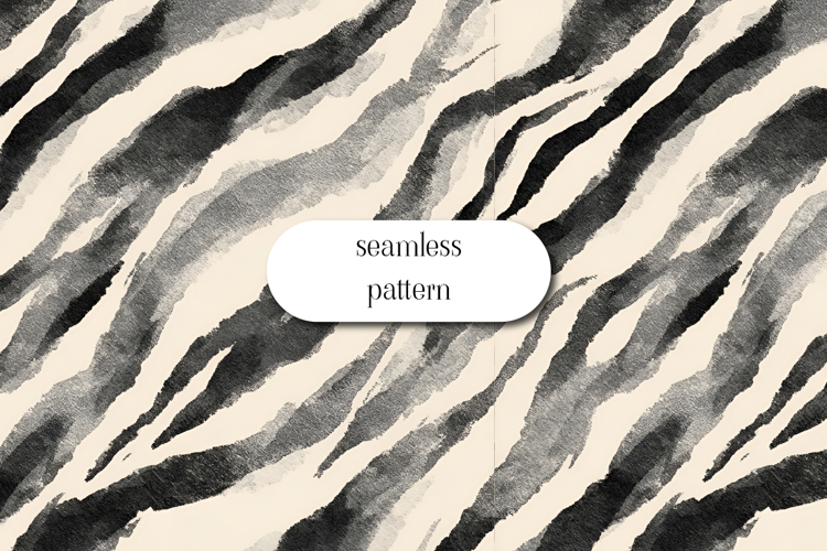 Zebra Seamless Pattern Monochrome Watercolor Stripes