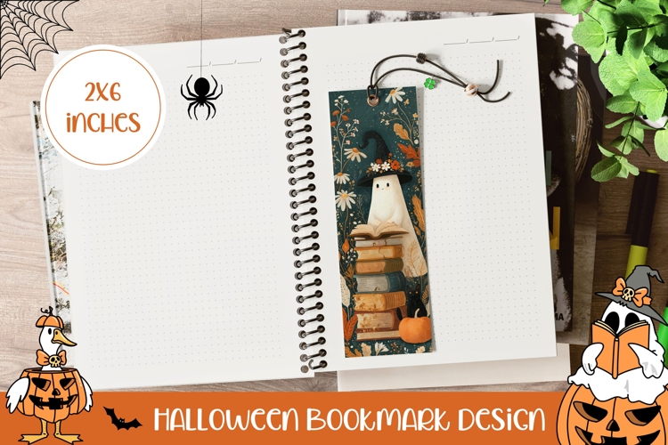 Halloween Ghost Bookmark Design, Cartoon Books Bookmark PNG