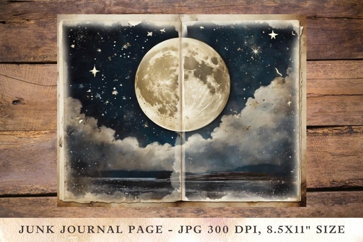 Printable Junk Journal Pages moon stars 8