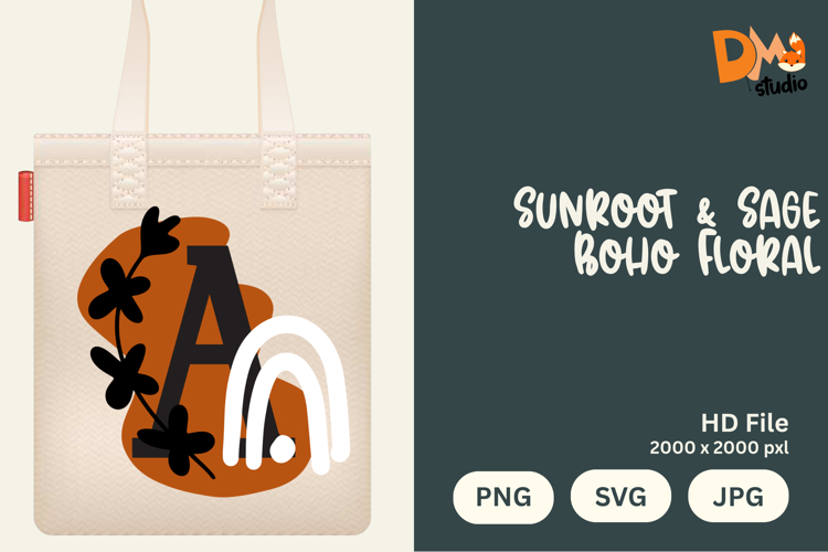 Sunroot & Sage Boho Floral Monogram