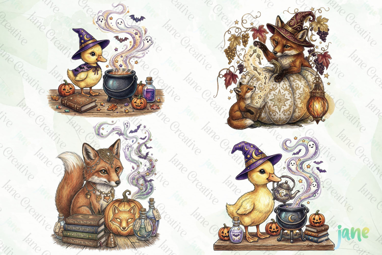Whimsical Halloween Animal Clipart