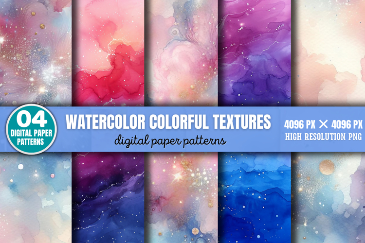Watercolor Colorful Textures Background Paper PNG