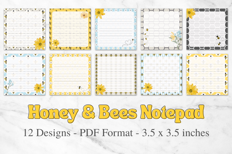 Cute Honey & Bees Printable Notepad Pages | Fun Stationery