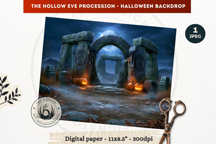 Gothic Halloween background - Hollow Eve Procession Backdrop