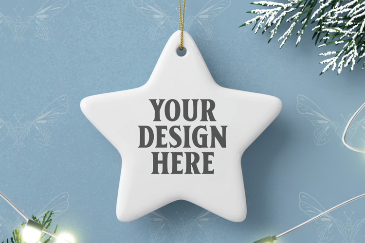 Christmas Star Ceramic Ornament Mockup | Holiday Star