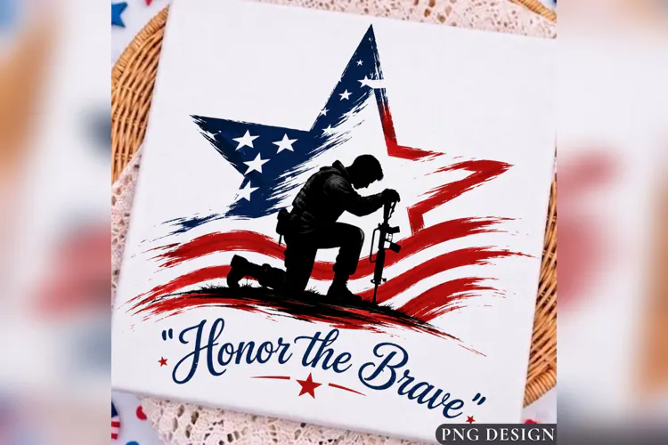 Honor the Brave PNG, Patriotic Soldier American Flag Design
