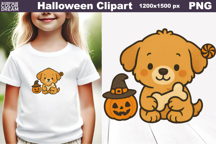 Cute Halloween Puppy Clipart | PNG for Shirts and Gifts