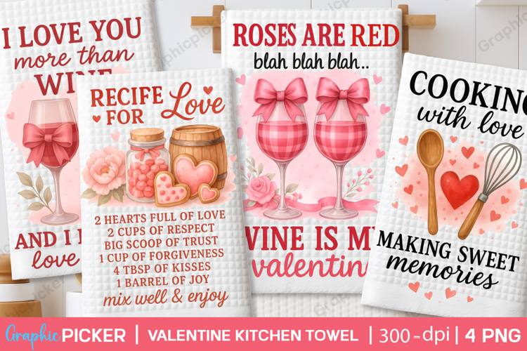 Valentine Kitchen Towel PNG, Valentine day Sublimation, Love