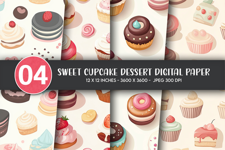 Sweet Cupcake Dessert Digital Paper