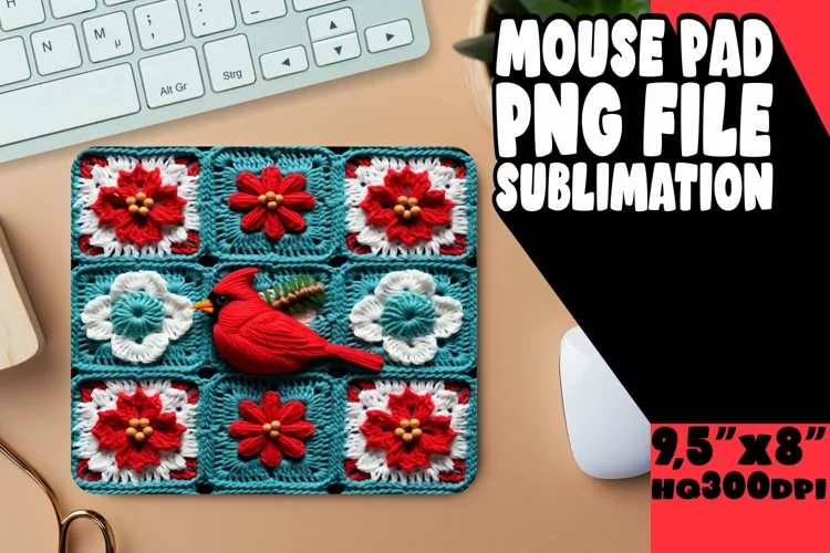 3D Embroidered Christmas Pattern Sublimation Mouse Pads