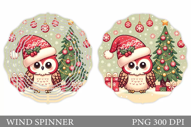 Cute Owl Wind Spinner. Christmas Wind Spinner Sublimation