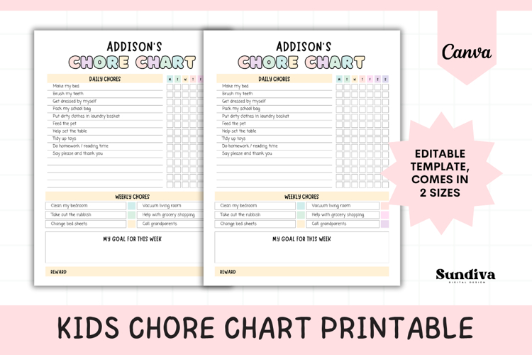 Kids Chore Chart Canva Template 1