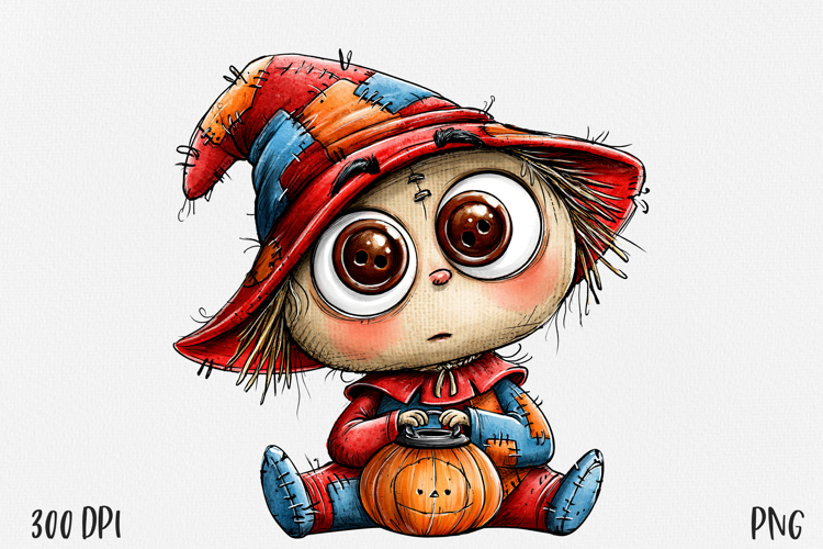 Halloween Scarecrow PNG, Fall Sublimation Clipart