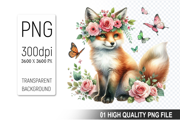 Cute Watercolor Fox Clipart Image 14
