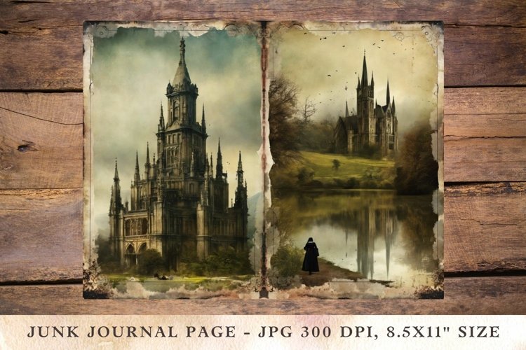 Printable Junk Journal Pages gothic castle 6 example image 1