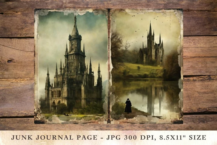 Printable Junk Journal Pages gothic castle 6