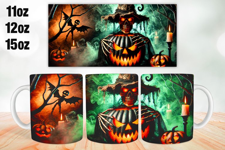 Halloween Pumpkins Mug Wrap Sublimation 11oz, 12oz, 15oz