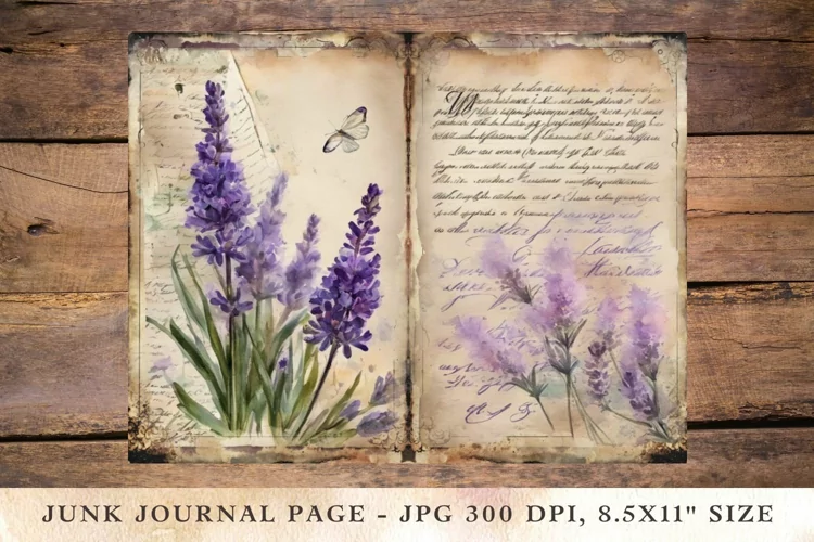 Printable Junk Journal Pages Lavender 2