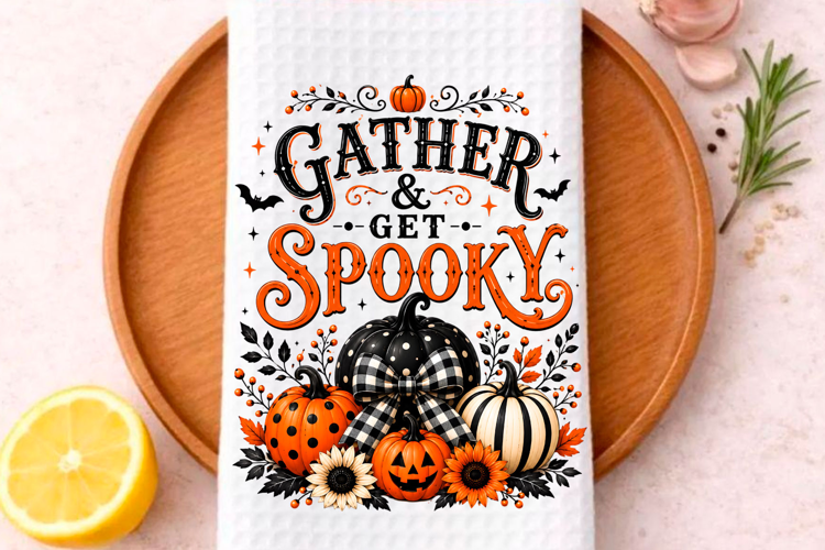 Gather & Get Spooky Pumpkin PNG Farmhouse Halloween Sublim