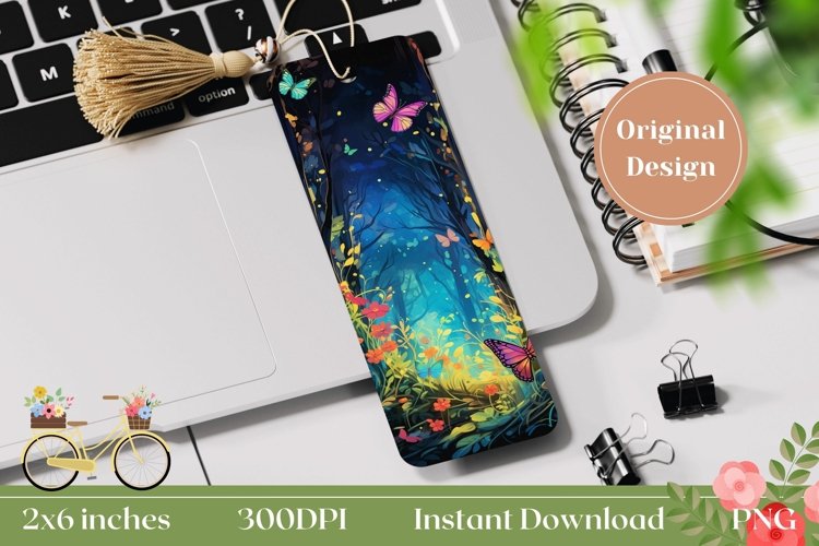 Nature Bookmark Sublimation, Butterfly Bookmark Printable