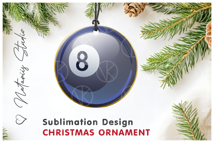 BILLIARD Christmas Ornament. Sublimation design.