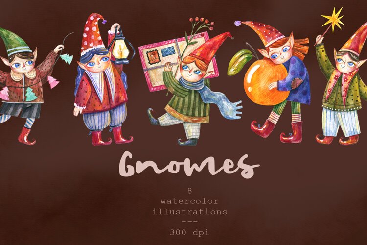Watercolor Christmas Elves example image 1