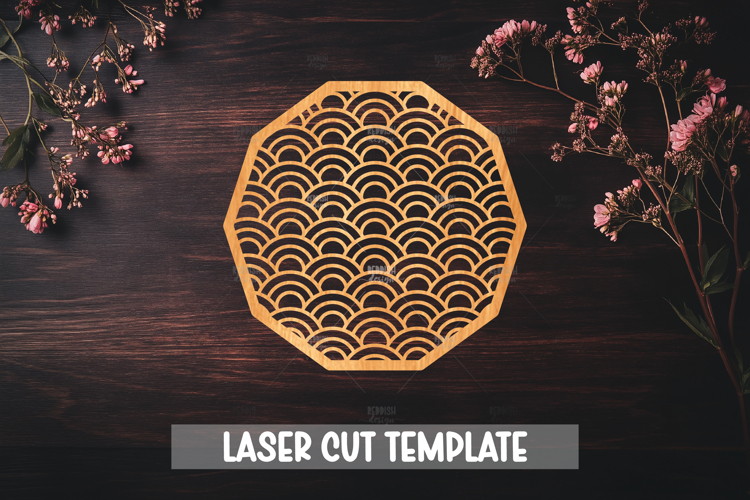 Octagon Seigaiha Wave Laser Cut Template | Oriental Pattern