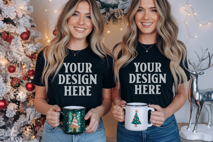 Bella Canvas 3001 Christmas Couple Mockup ,3001 Couple Mock