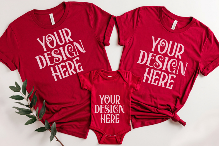 Christmas Family Matching Flat Lay T-Shirt Mockups