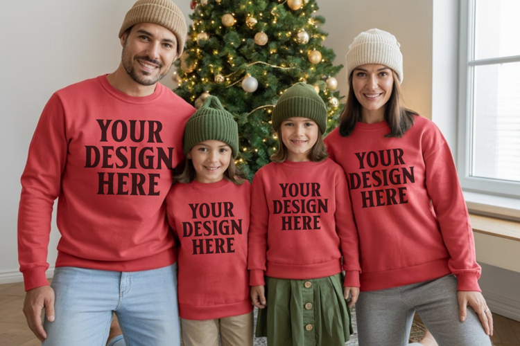 Christmas Family Matching T-Shirt Mockups | Holiday Group