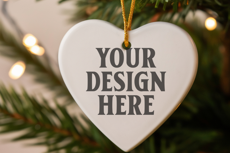 Holiday Love Heart Ornament Mockups | Romantic Christmas Tre