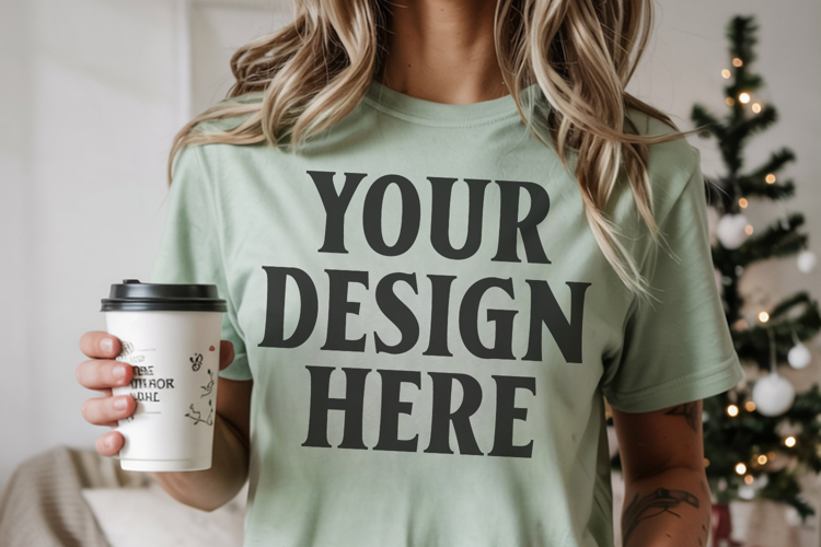 Christmas Comfort Colors 1717 Bay T-Shirt Mockup | Real Mode