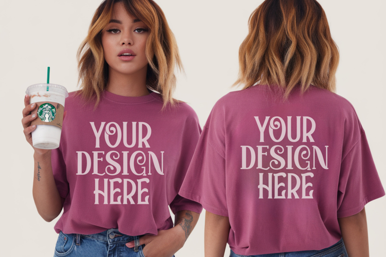 Comfort Colors 1717 Berry Front & back T shirt mockups