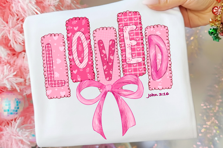 Loved John 3:16 Png, Christian Valentine PNG, Preppy Valenti