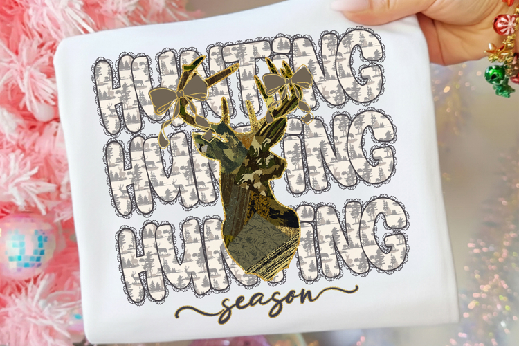 Hunting Season Camo Coquette Png, Preppy Camo Bow Png