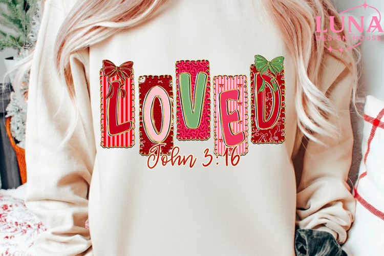Loved John 3:16 png, Preppy Valentine Png, loved png