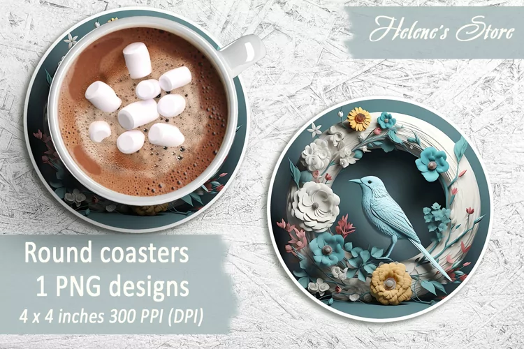 Birds Round Coasters | Coaster sublimation round design