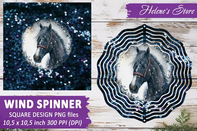 Christmas Horse Spinner|Wind spinner sublimation|Black horse