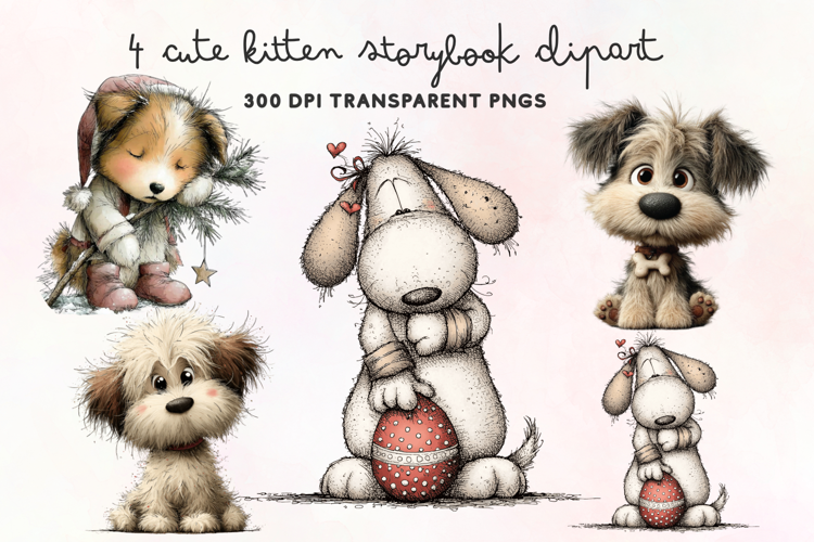 Cute Watercolor Dogs Clipart PNG
