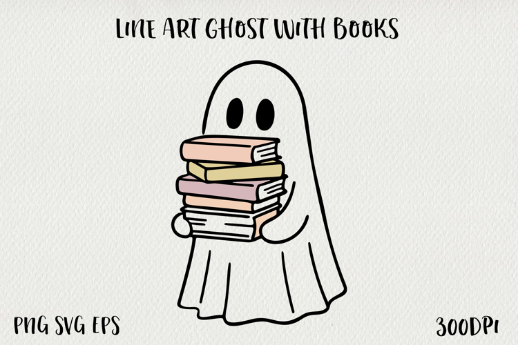 Cute Line Art Doodle Ghost Clipart | Halloween PNG SVG EPS
