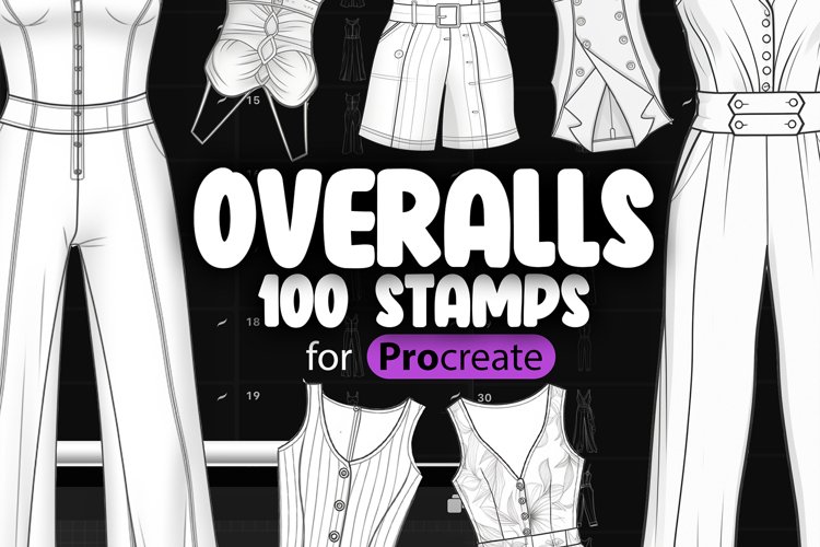 100 Procreate Overalls Stamp Brushes