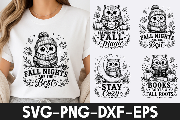 Cozy Owl Fall Nights Autumn SVG PNG