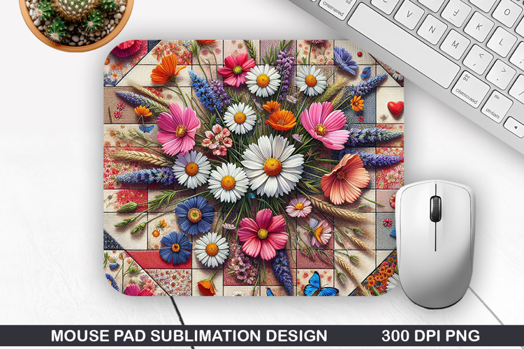 Mouse Pad Sublimation, Summer Flower Mouse Pad PNG Design